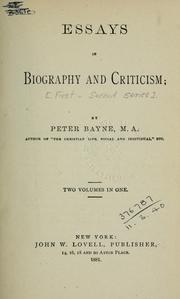 Cover of: Essays in biography and criticism