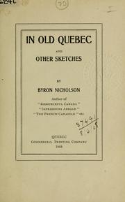 Cover of: In old Quebec and other sketches