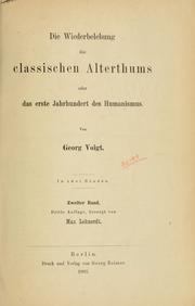 Cover of: Die Wiederbelebung des classischen Alterthums oder das erste Jahrhundert des Humanismus.