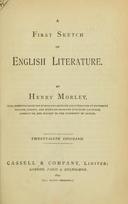 Cover of: A first sketch of English literature