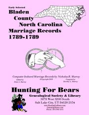 Cover of: Bladen Co NC Marriages 1789-1789 by 