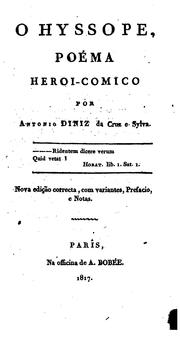 Cover of: O hyssope, poéma heroi-comico
