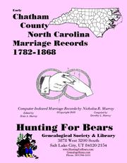 Cover of: Early Chatham County North Carolina Marriage Records 1805-1896