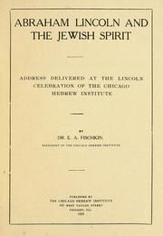 Cover of: Abraham Lincoln and the Jewish spirit