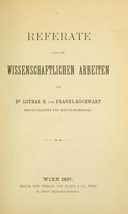 Cover of: Referate über die wissenschaftlichen arbeiten