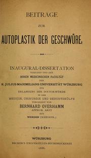 Cover of: Beiträge zur Autoplastik der Geschwure