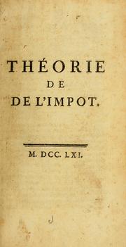 Cover of: Théorie de l'impot