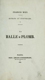 Cover of: La balle de plomb