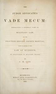 Cover of: The judge advocate's vade mecum by Charles Henry Lee