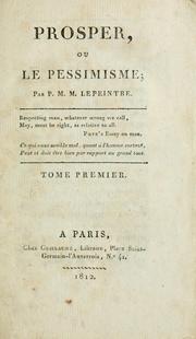 Cover of: Prosper: ou, Le pessimisme