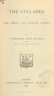 Cover of: The Cyclades by J. Theodore Bent