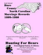 Cover of: Dare Co NC Marriages 1809-1860 by 