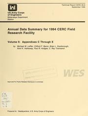 Cover of: Annual data summary for 1994, CERC Field Research Facility