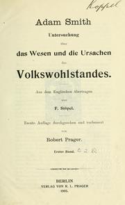 Cover of: Untersuchung über das Wesen und die Ursachen des Volkswohlstandes