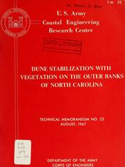 Cover of: Dune stabilization with vegetation on the outer banks of North Carolina