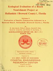 Cover of: Ecological evaluation of a beach nourishment project at Hallandale (Broward County), Florida