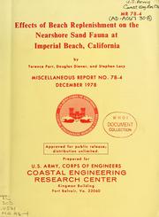 Cover of: Effects of beach replenishment on the nearshore sand fauna at Imperial Beach, California