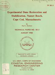 Cover of: Experimental dune restoration and stabilization, Nauset Beach, Cape Cod, Massachusetts by Paul L. Knutson
