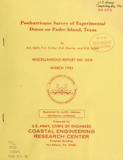 Cover of: Posthurricane survey of experimental dunes on Padre Island, Texas