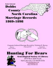 Cover of: Early Dobbs County North Carolina Marriage Records 1869-1898