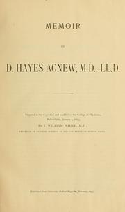 Cover of: Memoir of D. Hayes Agnew