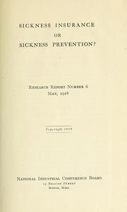 Cover of: Sickness insurance or sickness prevention?