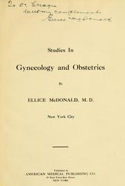 Cover of: Studies in gynecology and obstetrics by Ellice McDonald