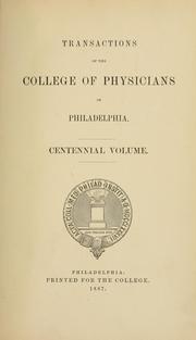Cover of: Transactions...: Centennial volume