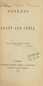 Cover of: Nozráni in Egypt and Syria