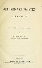 Cover of: Gerhard van Swieten als Censor: nach archivalischen Quellen
