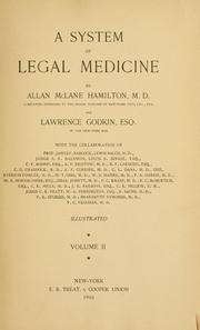 Cover of: A system of legal medicine by Allan McLane Hamilton, Allan McLane Hamilton