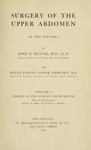 Cover of: Surgery of the upper abdomen by John B. Deaver, John B. Deaver