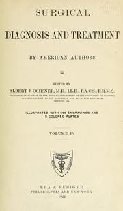 Cover of: Surgical diagnosis and treatment by Albert J. Ochsner