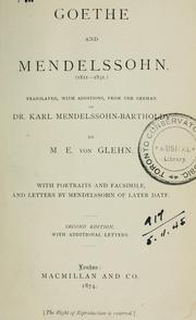 Cover of: Goethe and Mendelssohn, (1821-1831)