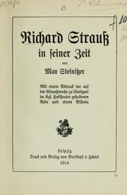 Cover of: Richard STrauss in seiner Zeit by Steinitzer, Max