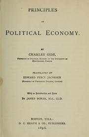 Cover of: Principles of political economy