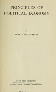 Cover of: Principles of political economy by Thomas Nixon Carver