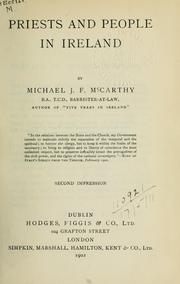 Cover of: Priests and people in Ireland by Michael J. F. McCarthy
