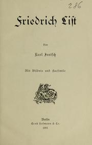 Cover of: Friedrich List