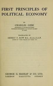 Cover of: First principles of political economy by Charles Gide