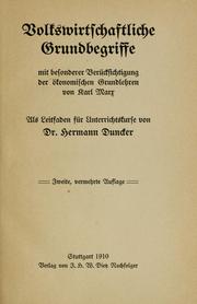 Cover of: Volkswirtschaftliche Grundbegriffe, mit besonderer Berücksichtigung der ökonomischen Grundlehren von Karl Marx