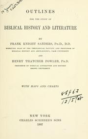 Cover of: Outlines for the study of Biblical history and literature