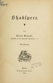 Cover of: Shakspere by Alois Brandl