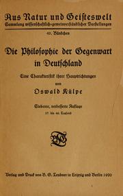 Cover of: Die Philosophie der Gegenwart in Deutschland by Oswald Külpe