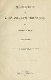 Cover of: Methodenlehre der germanischen Philologie