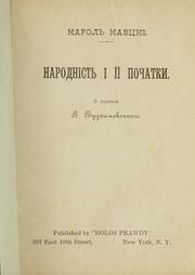 Cover of: Narodnist’ i ïï pochatky by Karl Kautsky