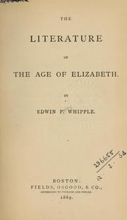 Cover of: The literature of the age of Elizabeth