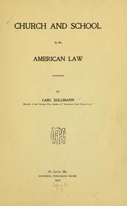 Cover of: Church and school in the American law