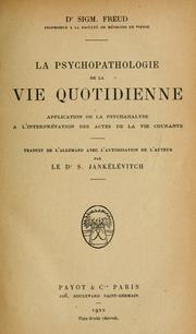 Cover of: La psychopathologie de la vie quotidienne by Sigmund Freud