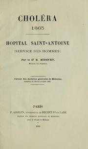 Cover of: Choléra 1865: Hôpital Saint-Antoine (service des hommes)